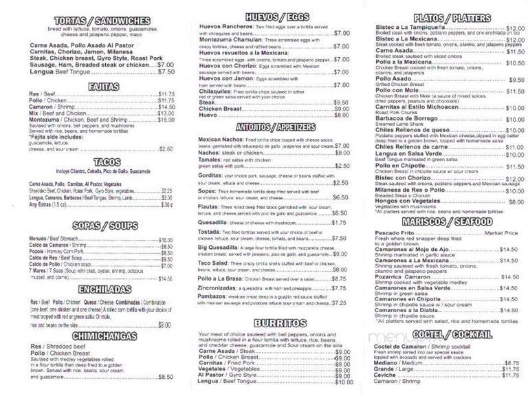 Montezuma Mexican Restaurant - West Palm Beach, FL menu_pic