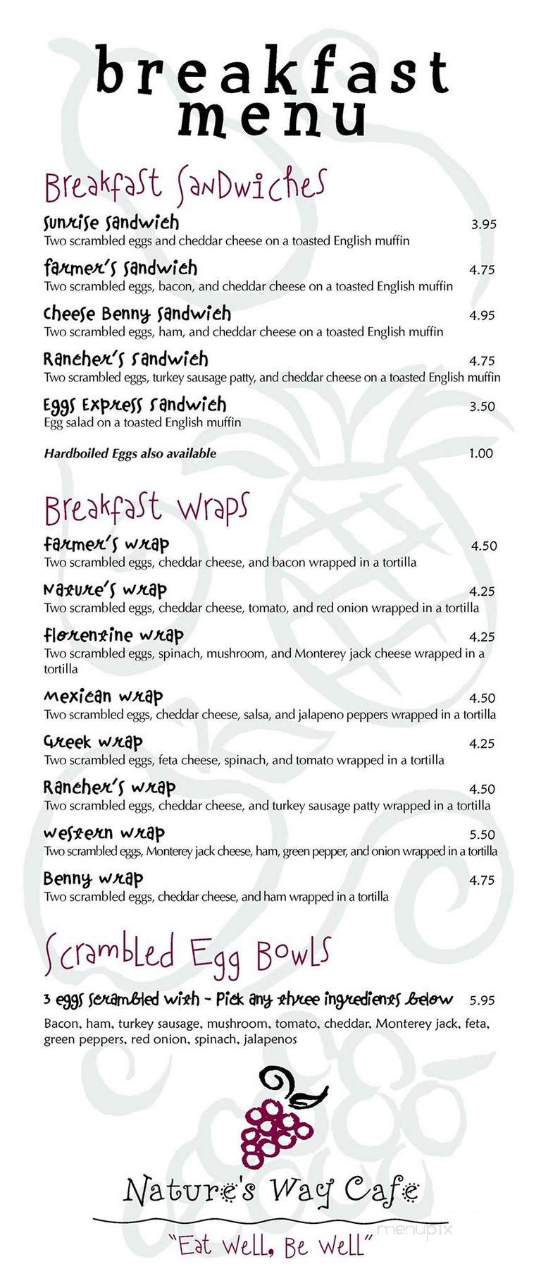 Nature's Way Cafe - West Palm Beach, FL menu_pic