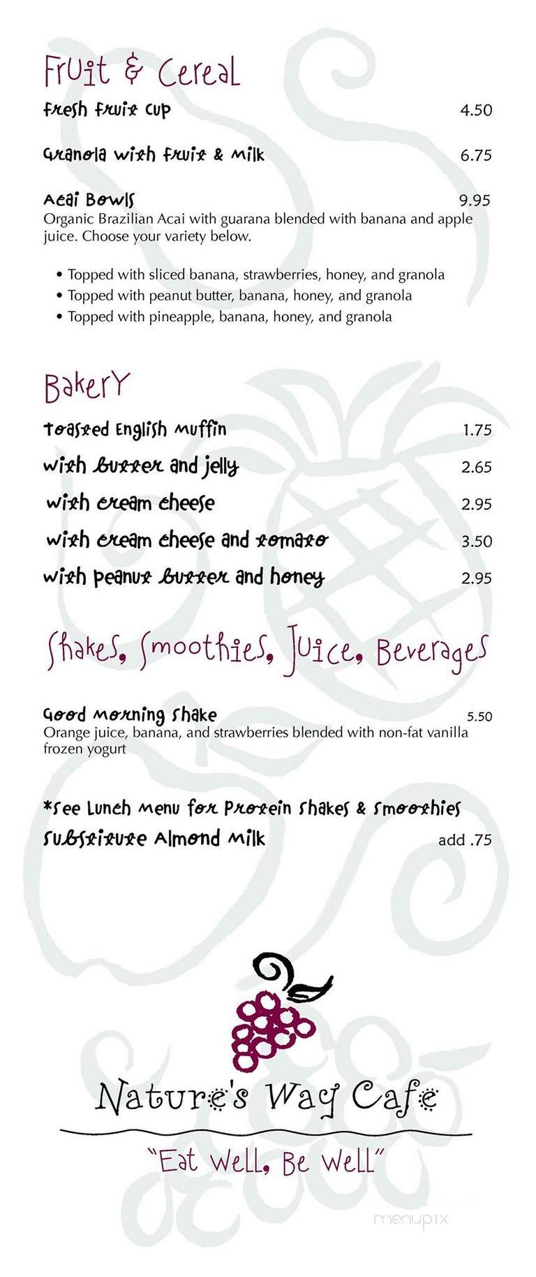 Nature's Way Cafe - West Palm Beach, FL menu_pic
