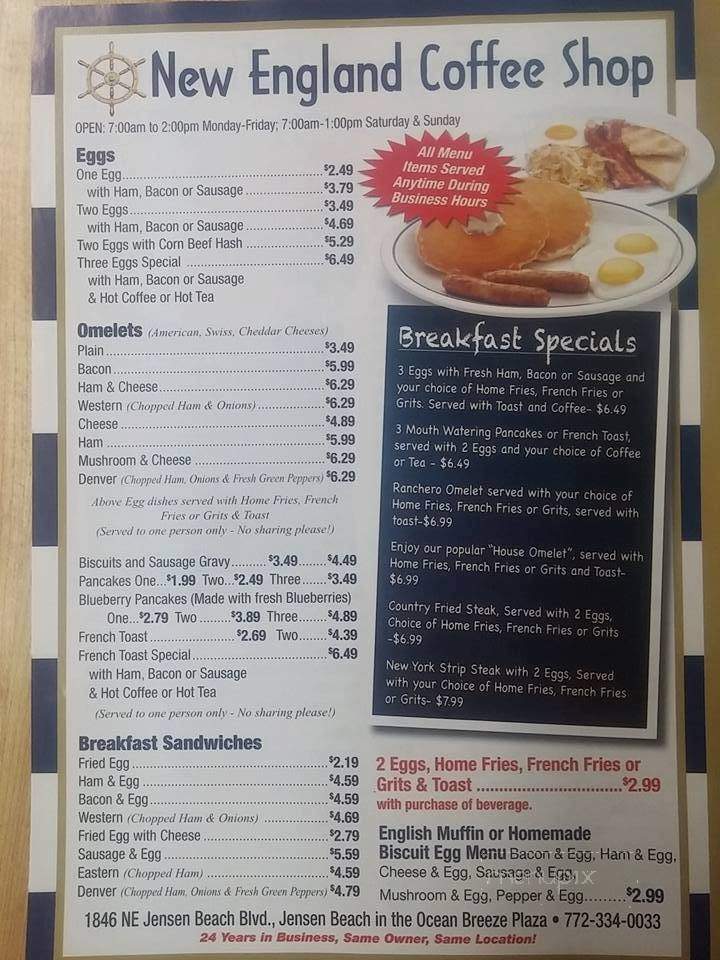 New England Coffee Shop - Jensen Beach, FL menu_pic