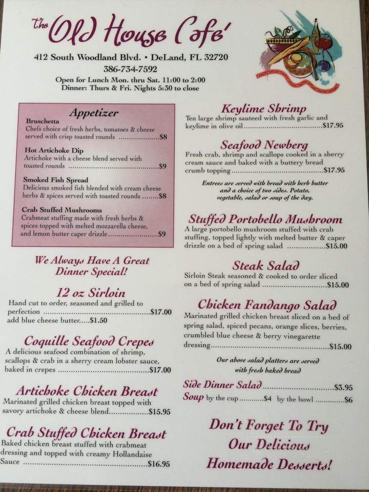 Old House Cafe - Deland, FL menu_pic