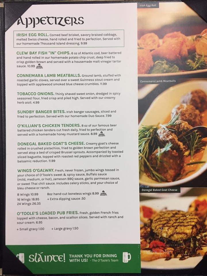 O'Tooles Pub - Brandon, FL menu_pic
