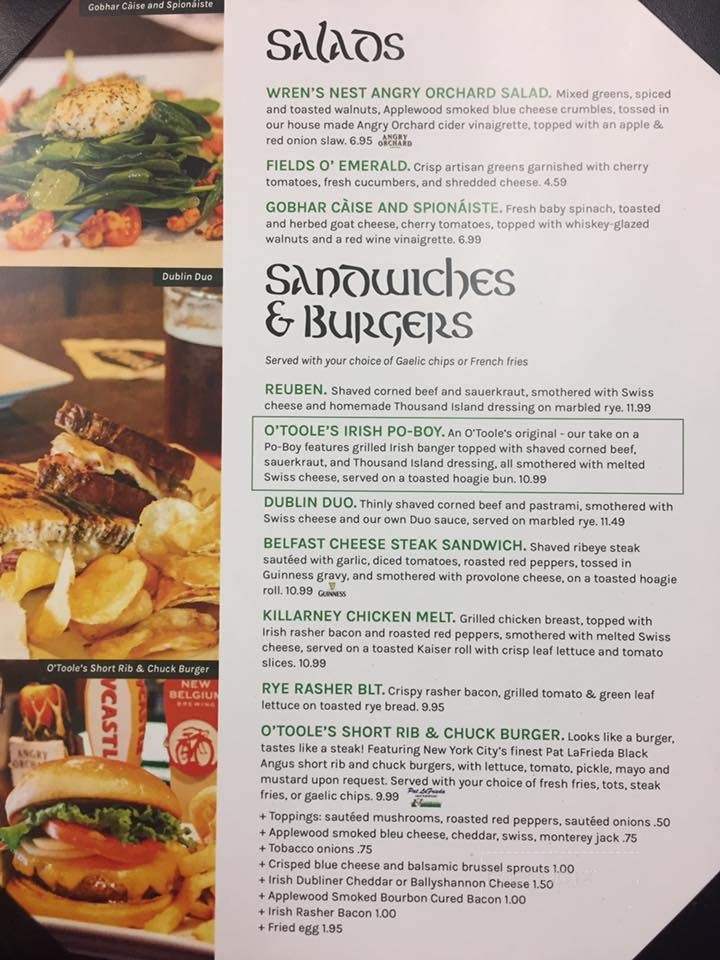 O'Tooles Pub - Brandon, FL menu_pic