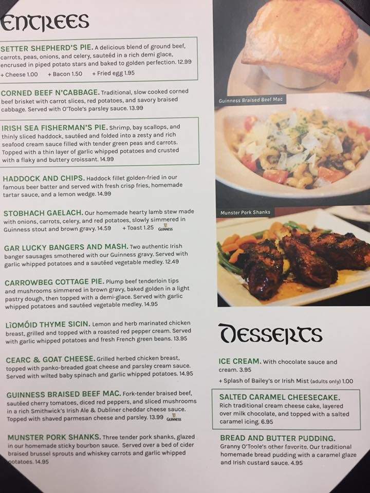 O'Tooles Pub - Brandon, FL menu_pic