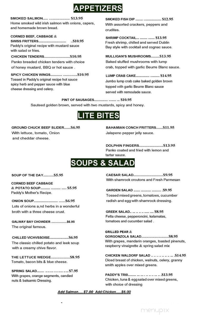 Paddy Mac's Legendary Irish - Palm Beach Gardens, FL menu_pic