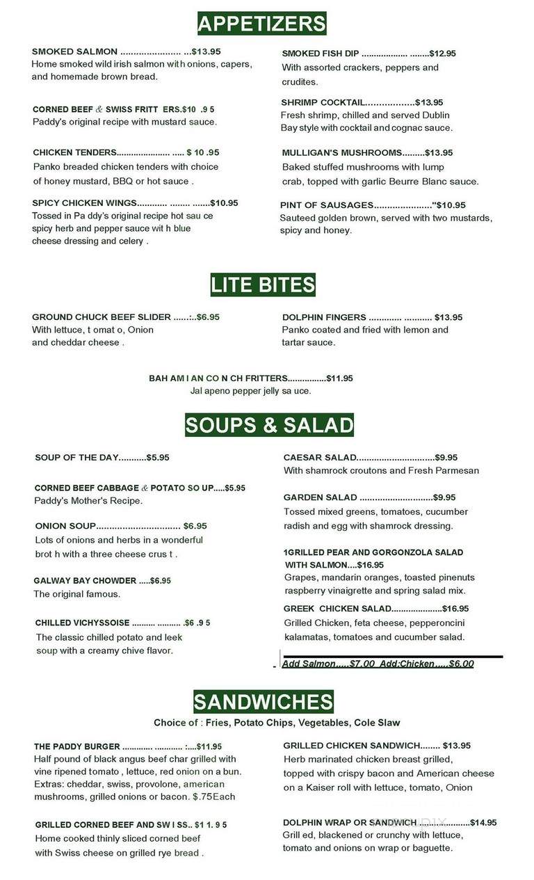 Paddy Mac's Legendary Irish - Palm Beach Gardens, FL menu_pic