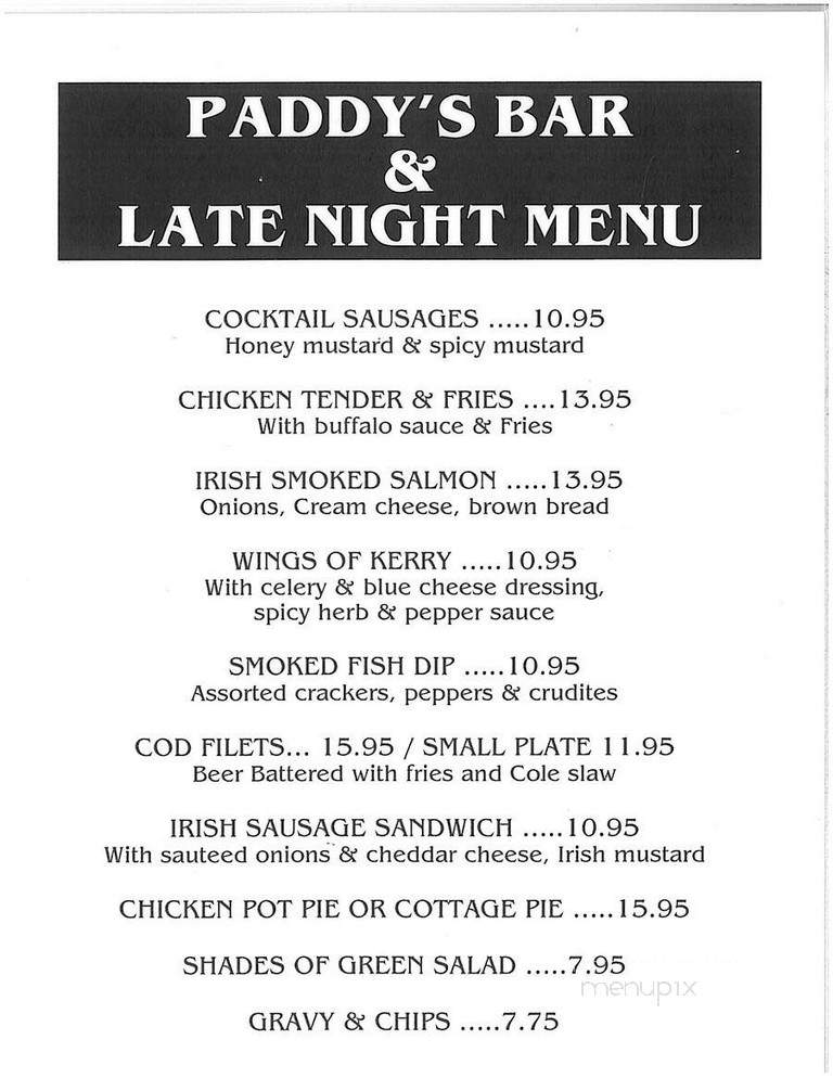 Paddy Mac's Legendary Irish - Palm Beach Gardens, FL menu_pic