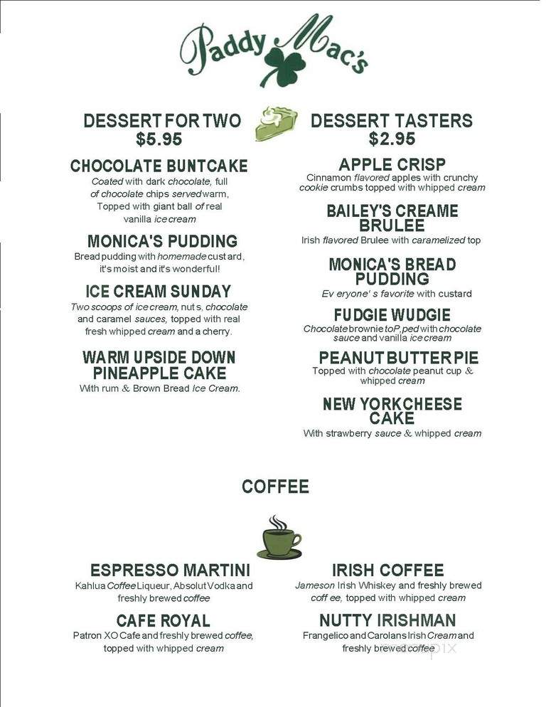 Paddy Mac's Legendary Irish - Palm Beach Gardens, FL menu_pic