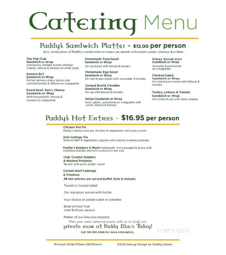 Paddy Mac's Legendary Irish - Palm Beach Gardens, FL menu_pic