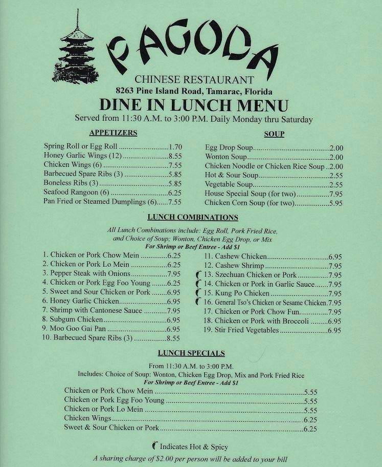 Pagoda Chinese Restaurant - Tamarac, FL menu_pic