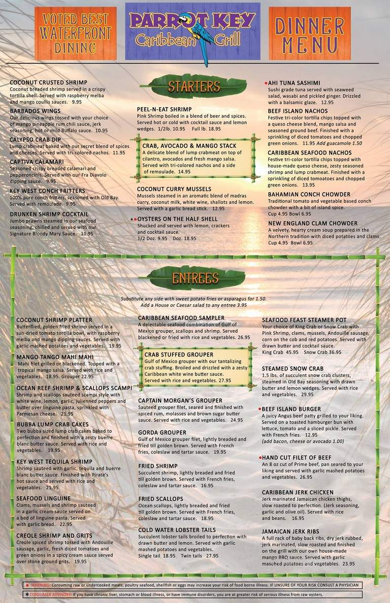 Parrot Key Caribbean Grill - Fort Myers Beach, FL menu_pic