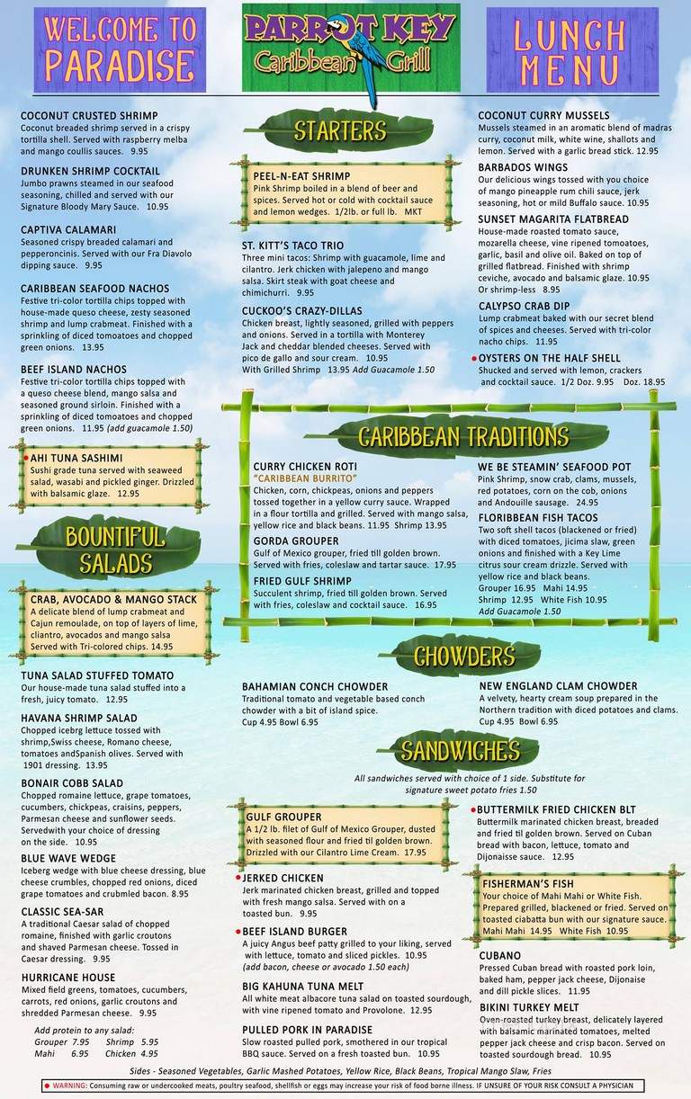 Parrot Key Caribbean Grill - Fort Myers Beach, FL menu_pic