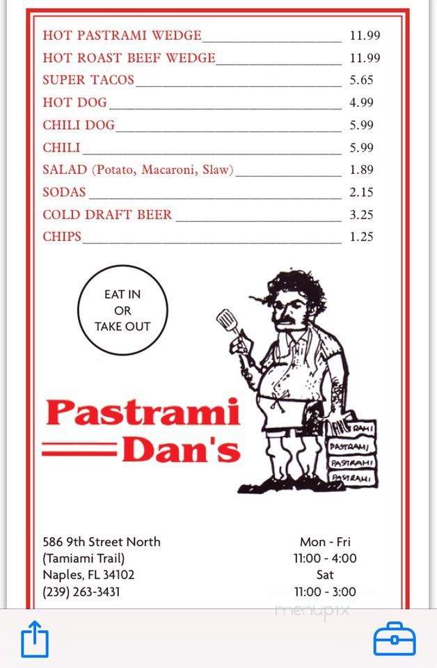 Pastrami Dan's - Naples, FL menu_pic