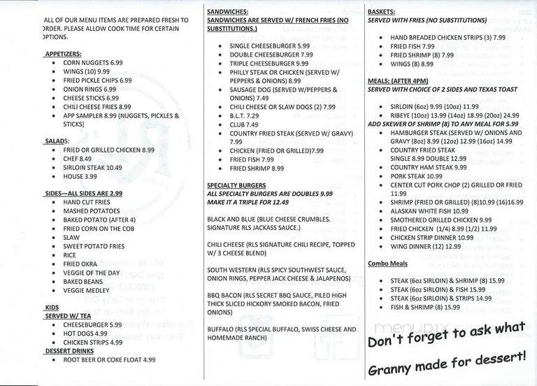 R L's Smokehouse - Live Oak, FL menu_pic