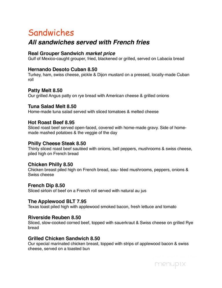 Riverside Cafe - Palmetto, FL menu_pic