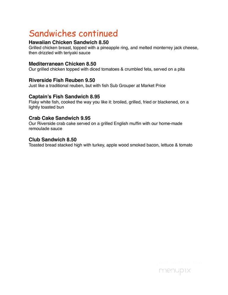 Riverside Cafe - Palmetto, FL menu_pic