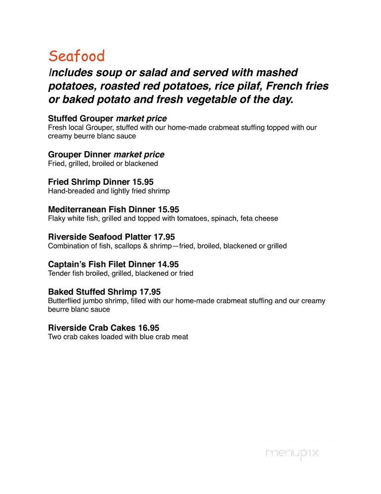 Riverside Cafe - Palmetto, FL menu_pic