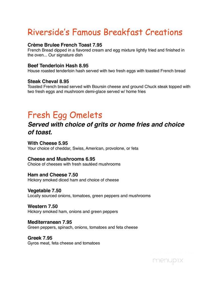 Riverside Cafe - Palmetto, FL menu_pic