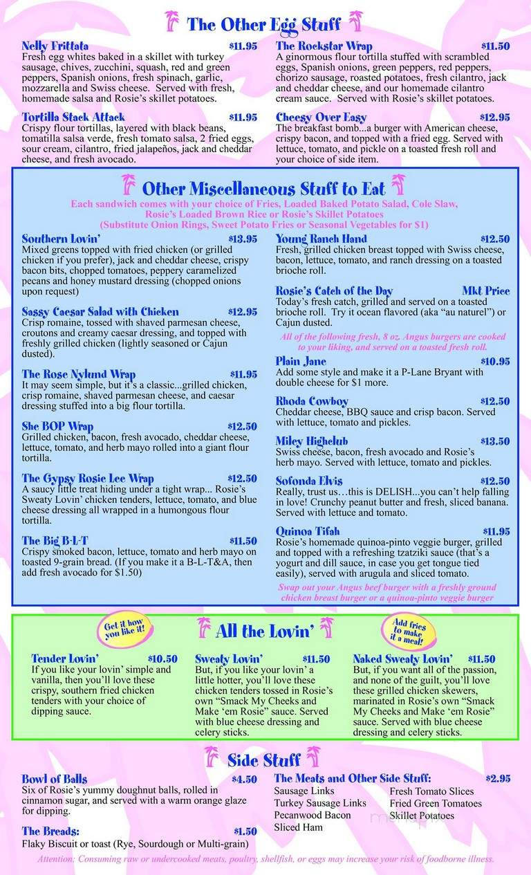 Rosies Bar & Grill - Wilton Manors, FL menu_pic