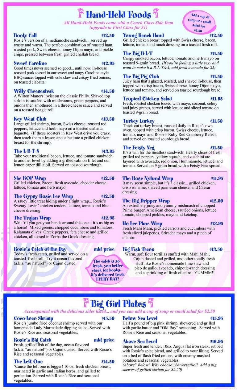 Rosies Bar & Grill - Wilton Manors, FL menu_pic