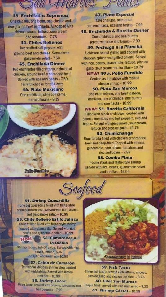San Marcos Mexican Restaurant - Marianna, FL menu_pic