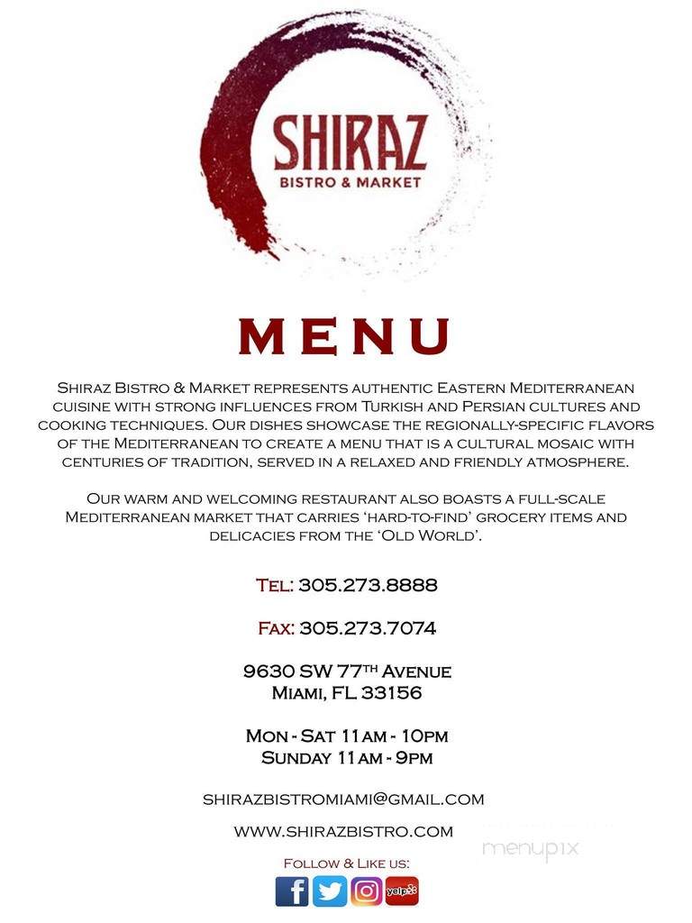 Shiraz Kabab Cafe - Miami, FL menu_pic