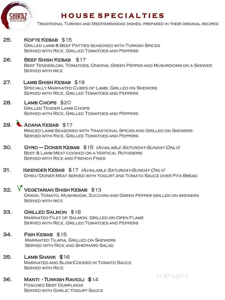 Shiraz Kabab Cafe - Miami, FL menu_pic
