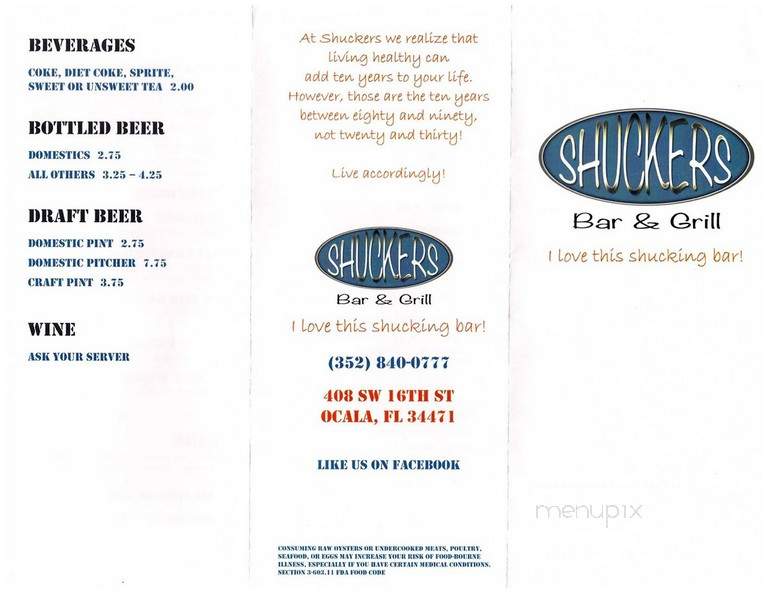 Shucker's - Ocala, FL menu_pic