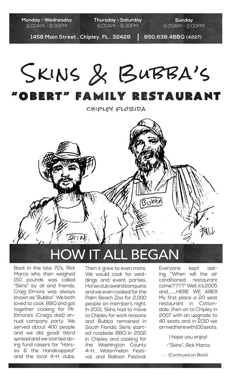 Skins & Bubbas BBQ - Chipley, FL menu_pic