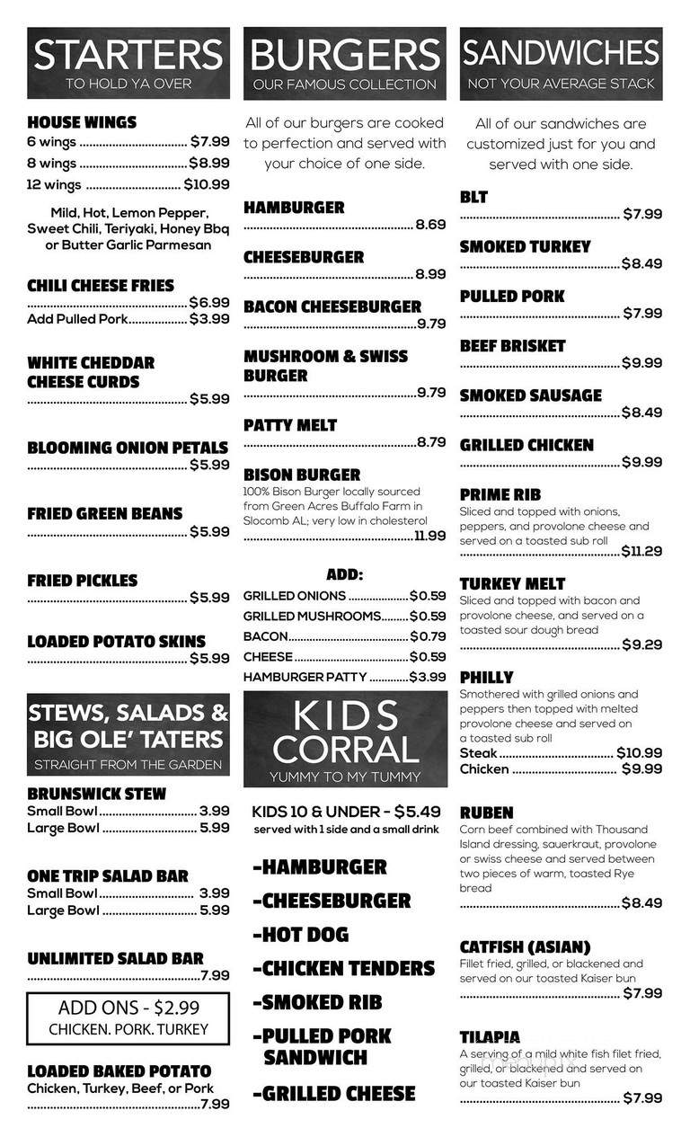 Skins & Bubbas BBQ - Chipley, FL menu_pic