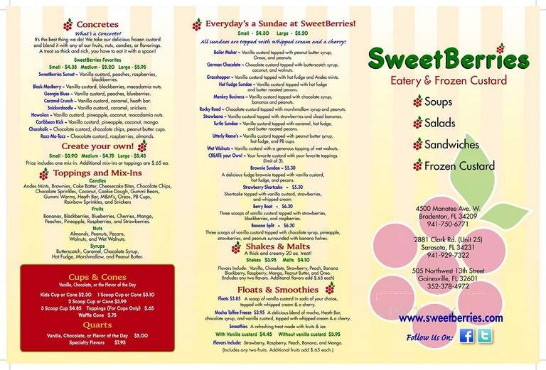 Sweetberries Frozen Custard - Sarasota, FL menu_pic