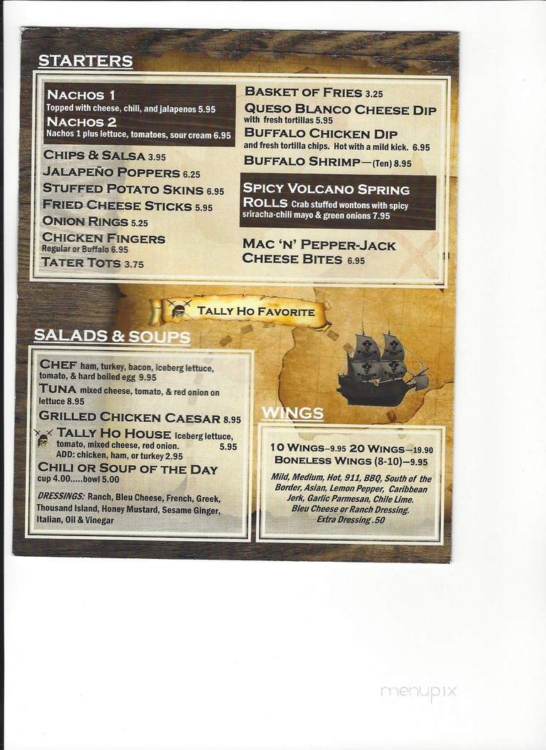 Tally Ho - Tampa, FL menu_pic