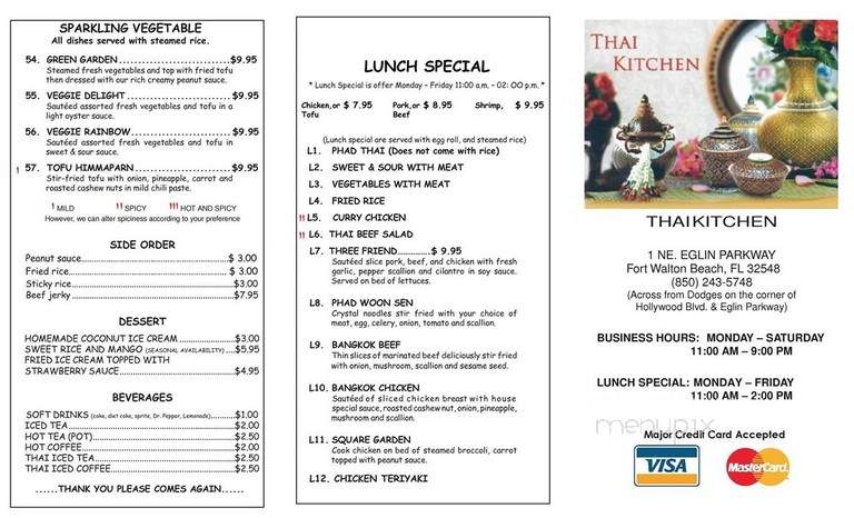 Thai House Restaurant - Fort Walton Beach, FL menu_pic