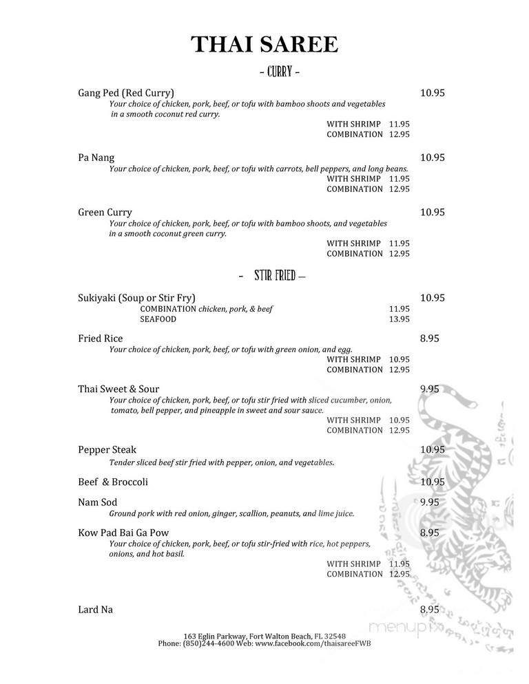 Thai Saree - Fort Walton Beach, FL menu_pic