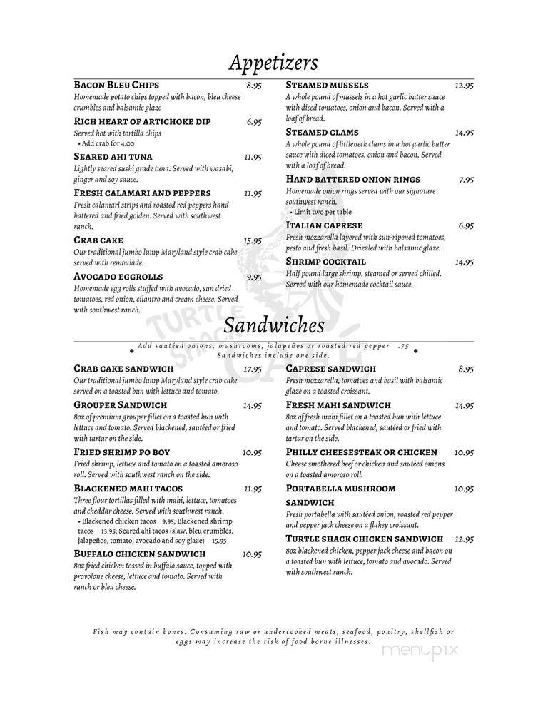 Turtle Shack - Flagler Beach, FL menu_pic