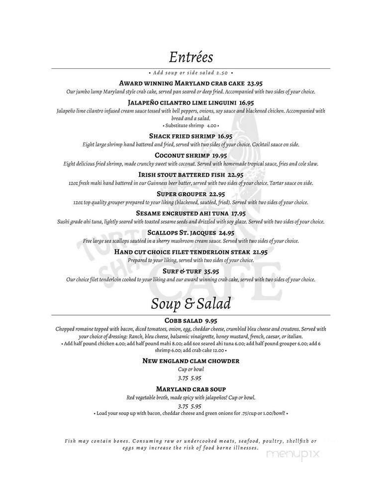 Turtle Shack - Flagler Beach, FL menu_pic