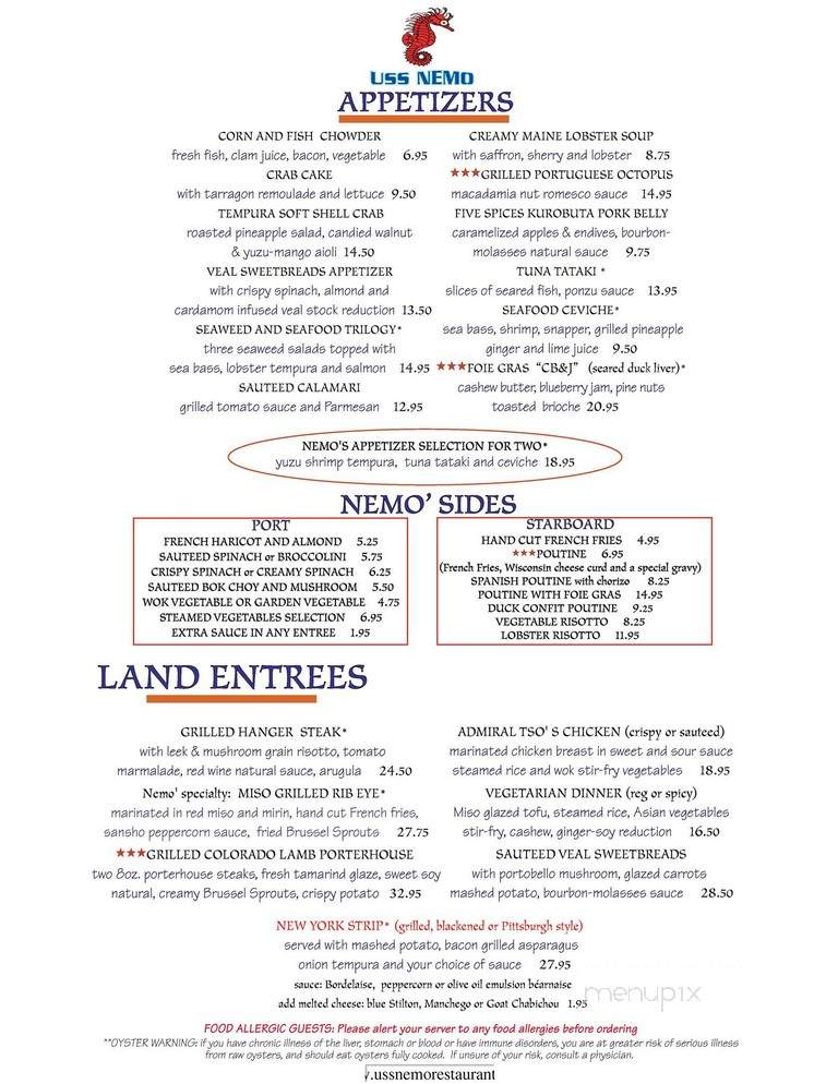 Uss Nemo - Naples, FL menu_pic