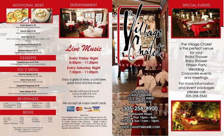 Village Chalet - Miami, FL menu_pic
