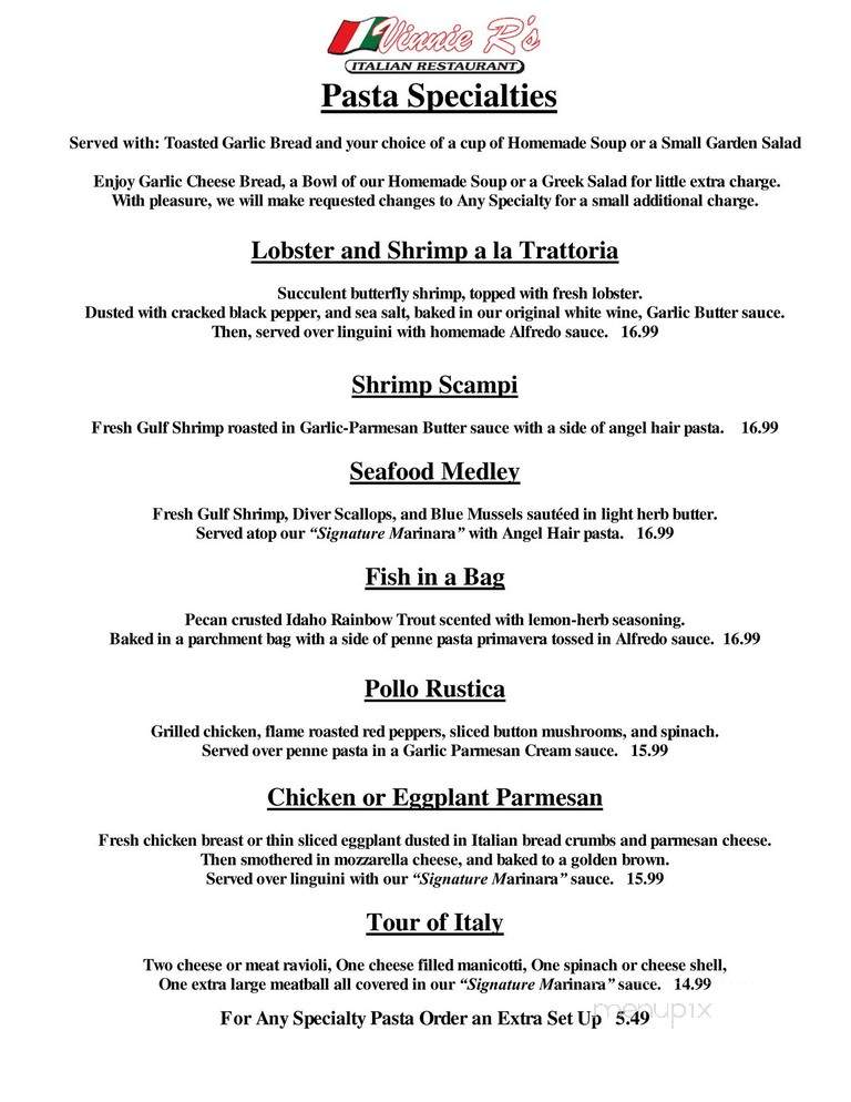 Vinnie R's Restaurant - Navarre, FL menu_pic