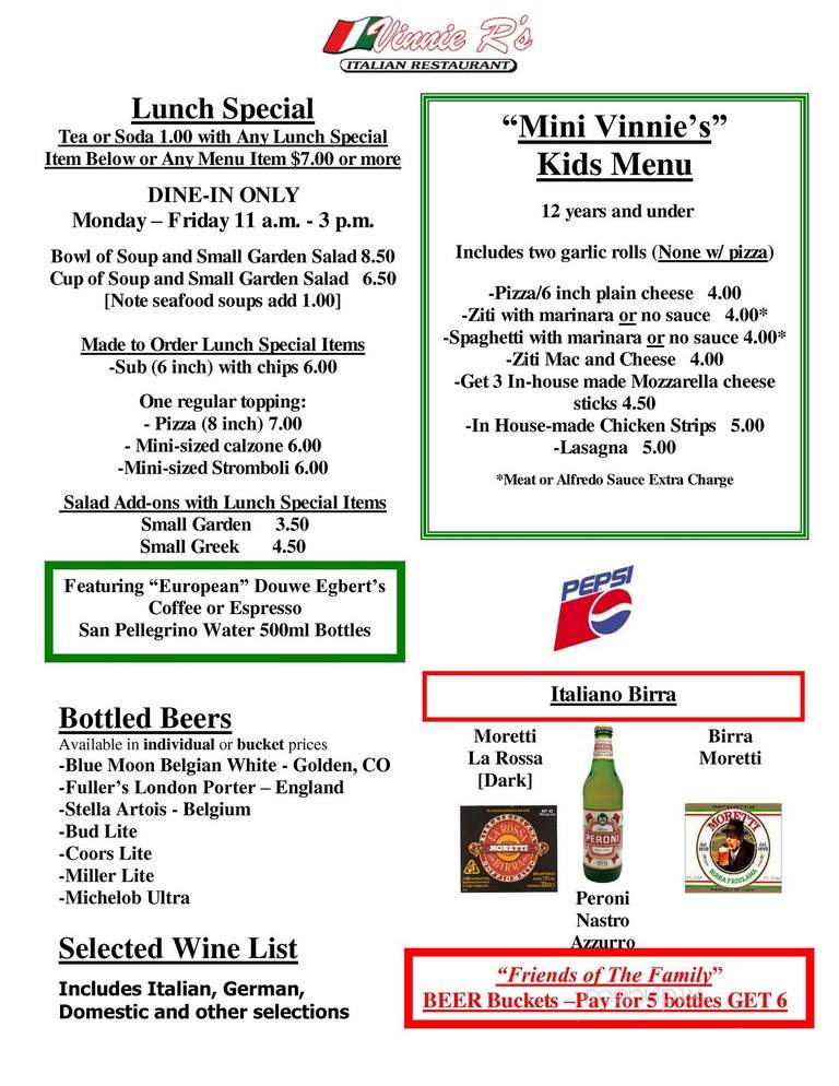 Vinnie R's Restaurant - Navarre, FL menu_pic