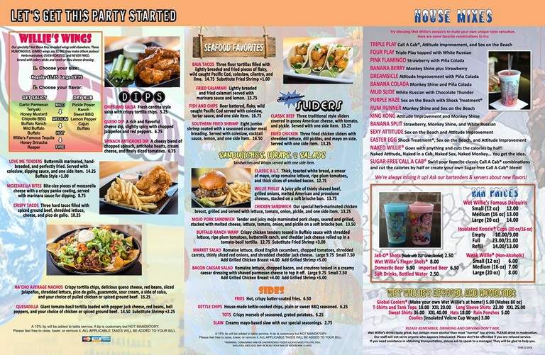 Wet Willie's - Miami Beach, FL menu_pic