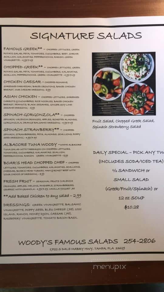 Woody's Famous Salads & Sandwiches - Tampa, FL menu_pic
