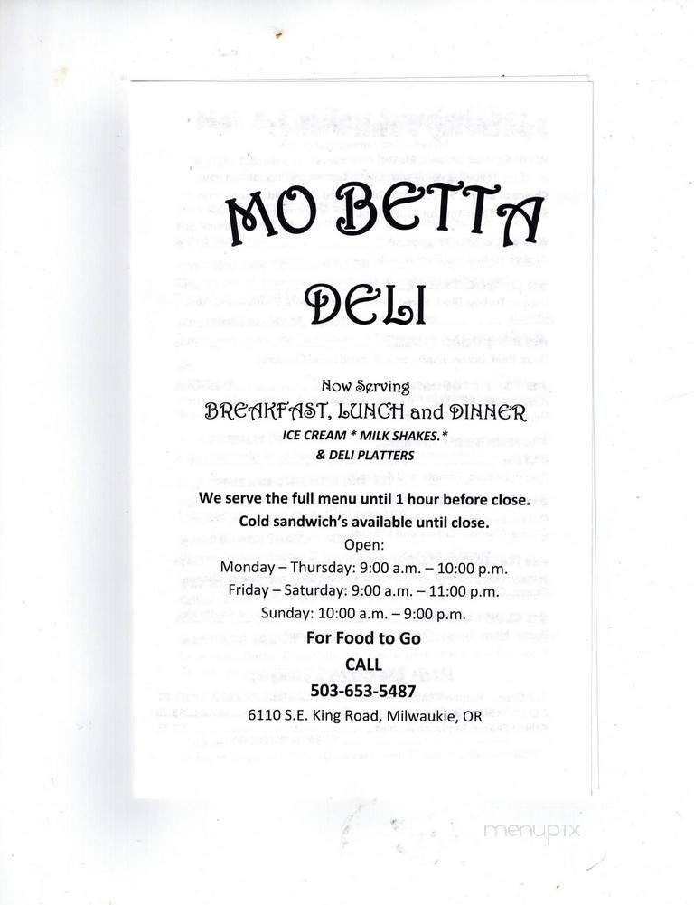 Mo Betta Deli - Portland, OR menu_pic