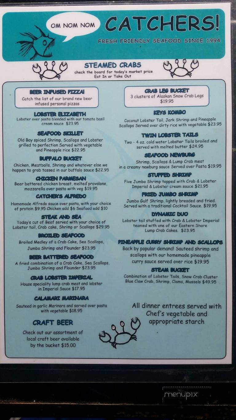 Catchers Crab & Lobster House - Rehoboth Beach, DE menu_pic