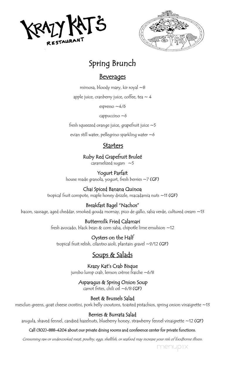 Krazy Kat's Restaurant - Montchanin, DE menu_pic