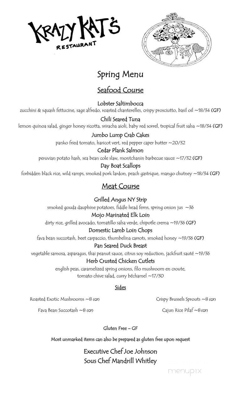 Krazy Kat's Restaurant - Montchanin, DE menu_pic