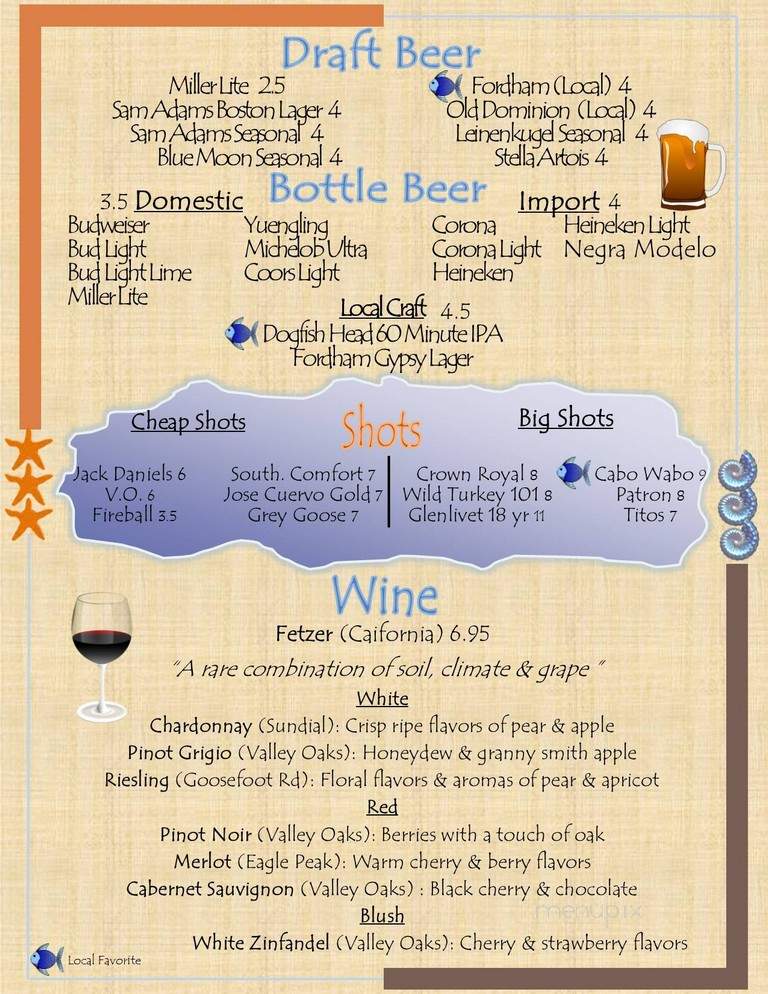 Schucker's Pier 13 Restaurant - Dover, DE menu_pic