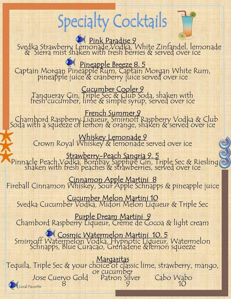 Schucker's Pier 13 Restaurant - Dover, DE menu_pic