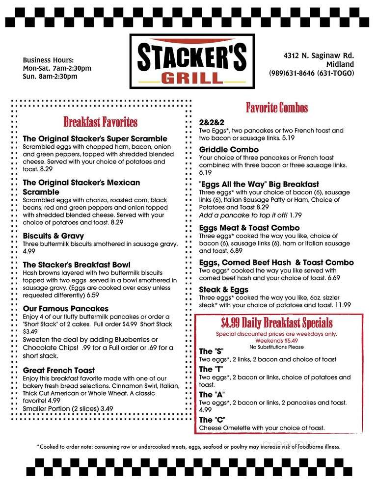 Stacker Grill - Midland, MI menu_pic