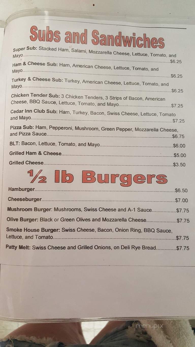 Back Door Pizza - St Helen, MI menu_pic